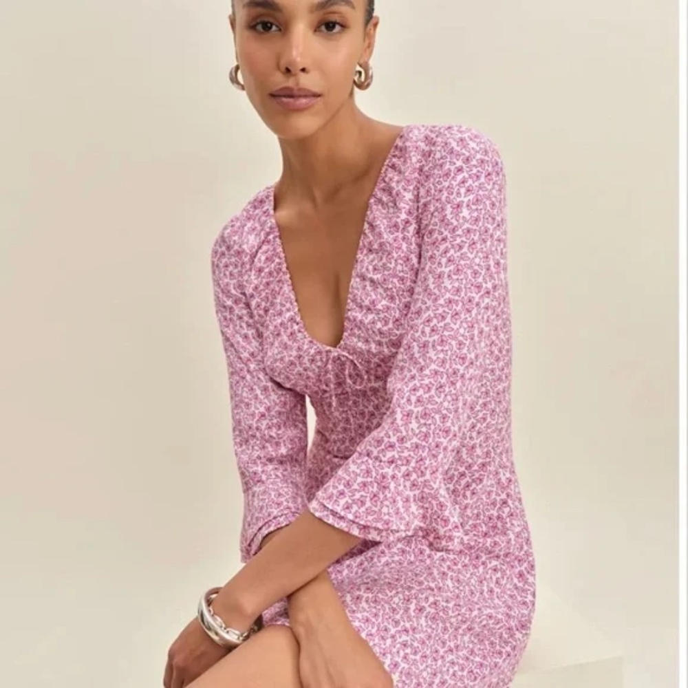 Reformation Lyssa Mini Dress in Simonette (Pink)